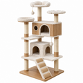 Árbol rascador para gatos 70 x 60 x 160 cm beige y madera con sisal y plataformas