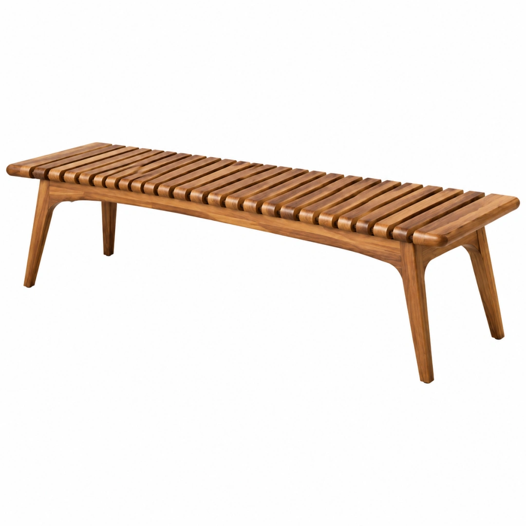Banco de jardín 180 x 40 x 45 cm de madera maciza marrón con asiento de listones