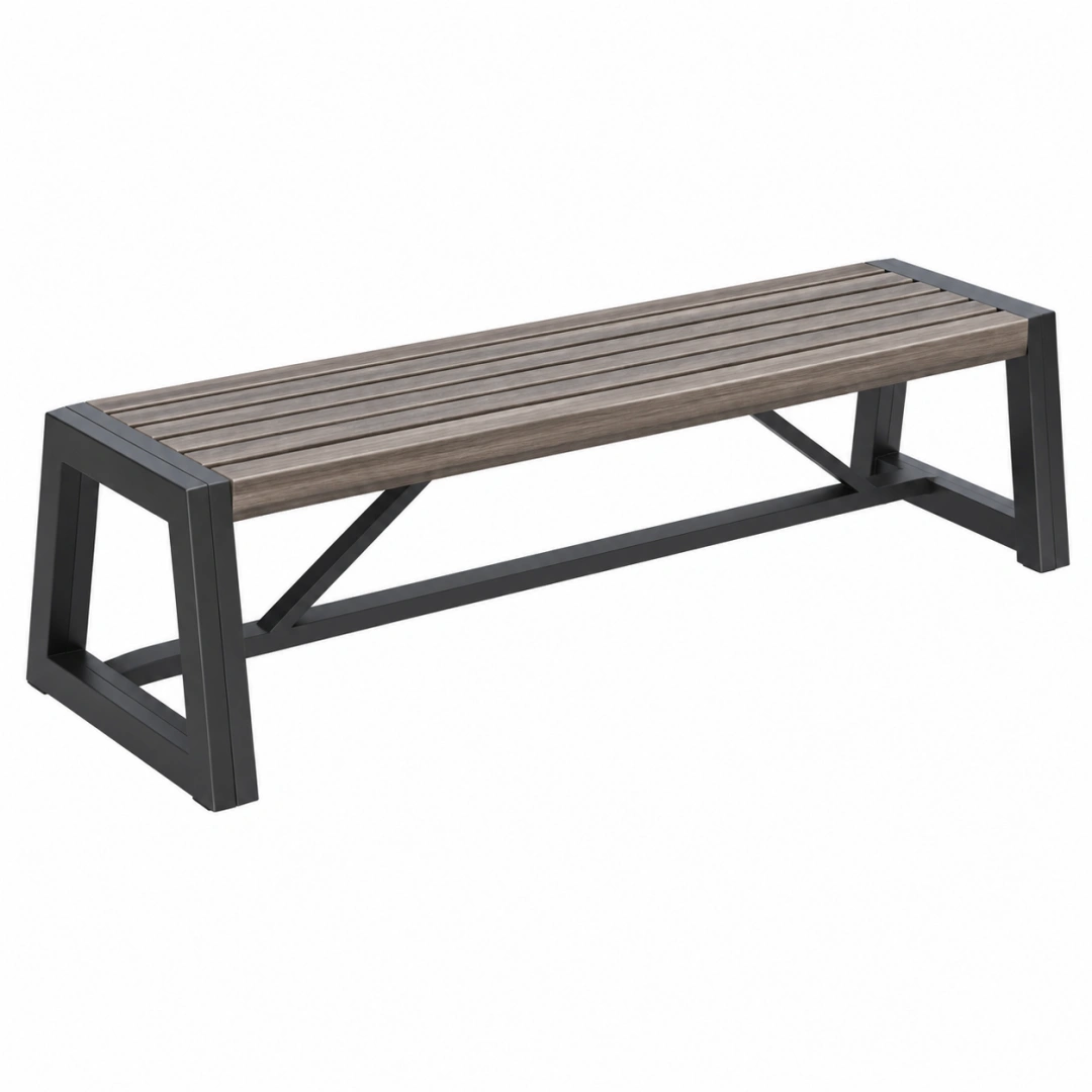 Banco de jardín 120 x 40 x 45 cm de madera y metal marrón y negro estilo industrial
