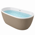 Bañera exenta 170 x 80 cm de acrílico blanco y beige con diseño acanalado contemporáneo