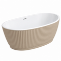 Bañera exenta 170 x 80 x 58 cm de acrílico blanco y beige con acabado acanalado para baño moderno